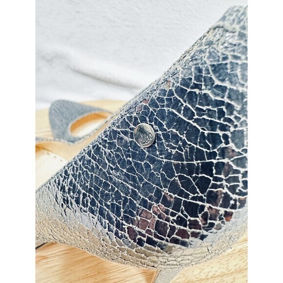 Coach Adina Crackled Metal Leather  Stacked Heels Size 9.5 Us - Picture 6 of 8